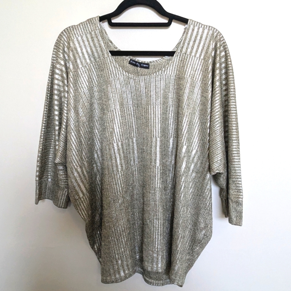 Kim & Cami Silver Blouse 1X